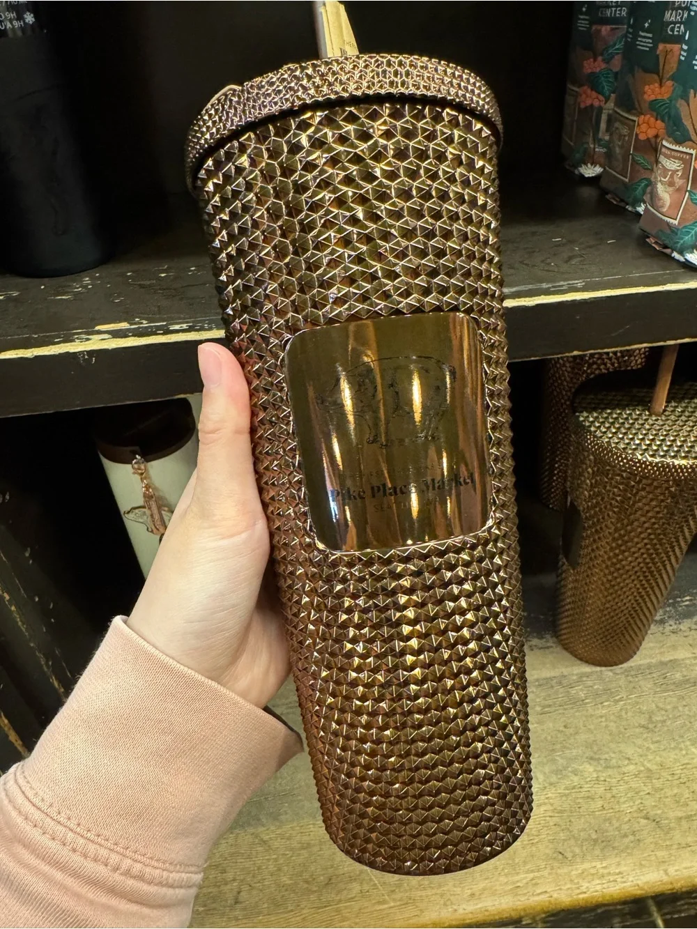 First Starbucks Metallic Gold Studded Tumbler